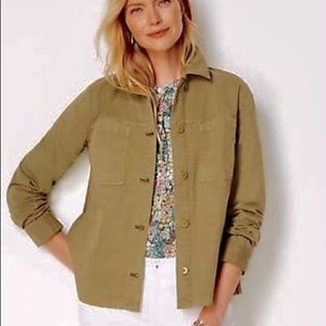 Medium Painters Jacket in Light Olive Oil.  JJill.